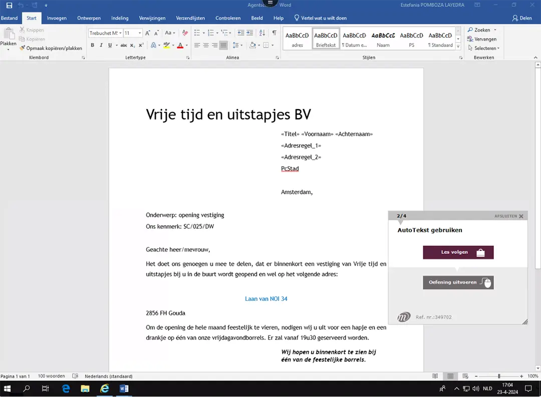 Word practice screen Word practice screen