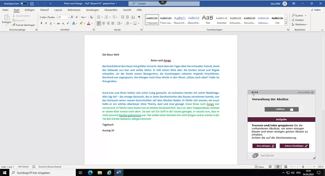 Word - Verwaltung des Absätze Word - Verwaltung des Absätze