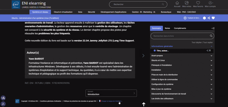 choix de la langue de l'interface animation du menu interface